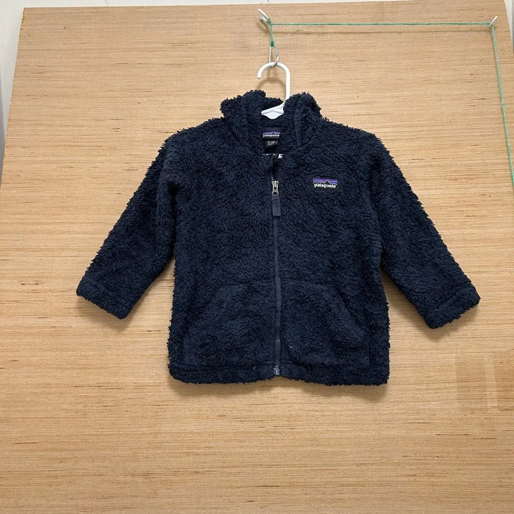 Patagonia Baby Furry Friends Hooded Fleece Jacket Navy Blue 12-18M 60155